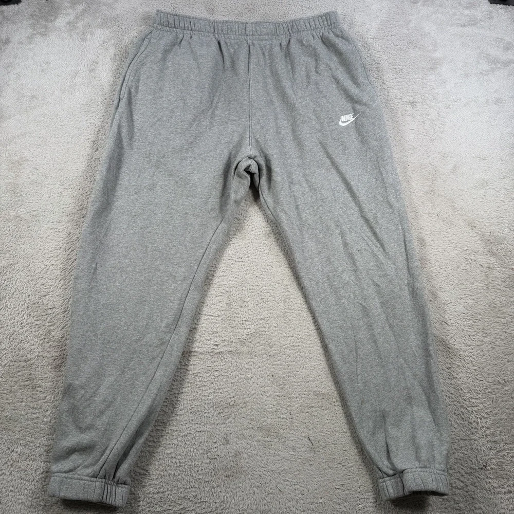 Nike Sweatpants Mens 2XL Grey Sportswear Club Fleece Drawstring Gym Joggers